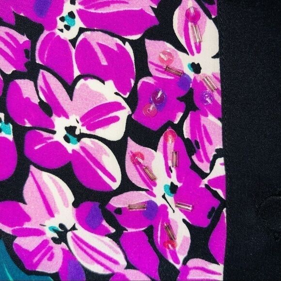 Bob Mackie hydrangea beaded silk floral top small - Picture 5 of 8